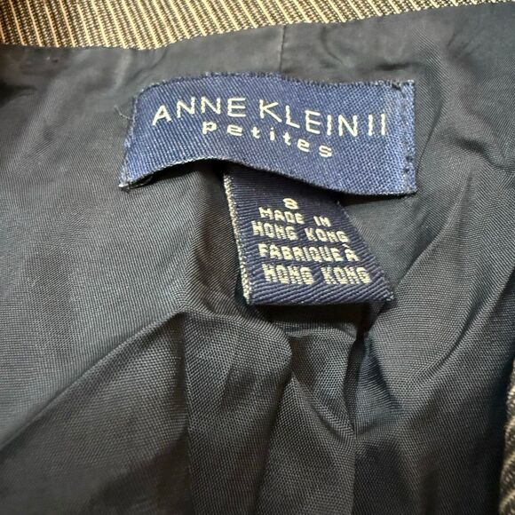 Ann Klein Black Brown Grey Stripe Blazer Jacket Tim Burton 8 Medium Button Up Wo - Picture 5 of 8